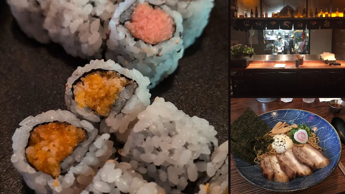 Small plates on a cozy restaurant table.